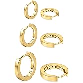 micuco 3 Pairs Small Hoop Earrings Set for Women, 14K Gold Plated Huggie Hoop Earrings for Men, Tiny Cartilage Hypoallergenic Earring Set
