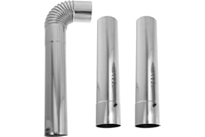 Artibetter Stainless Steel Vent Tubes for Gas Water Heaters 3 Pcs with Elbow Connector and 500Mm Straight Pipe