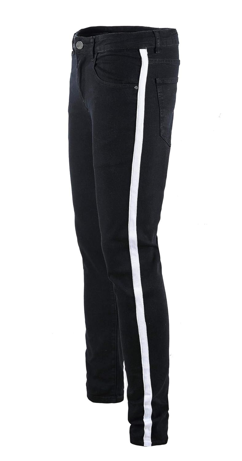 Theinnersciencesindia Net Fashion Clothing Shoes Jewelry Okilr Pjik Mens Skinny Distressed Ripped Elastic Jeans Casual Side Ribbon Trousers
