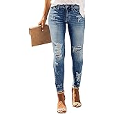 DGRPI Women's Boyfriend Skinny Jeans Ripped Distressed Stretchy Denim Pants