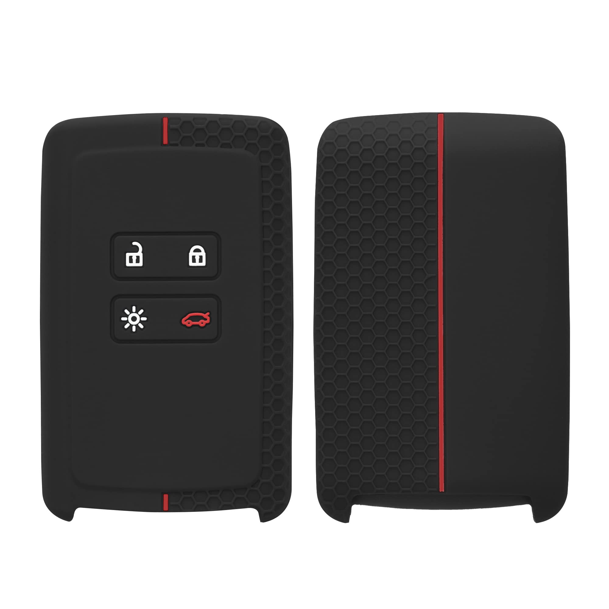 kwmobile Car Key Cover Compatible with Renault 4 Button Car Key Smart Key (only Keyless Go) Key Cover - Silicone Protective Car Key Fob Case - Black/Red