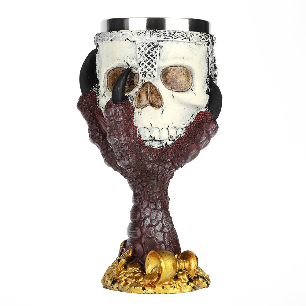 ITODA Stainless Steel Skull Goblet Novelty Gothic Cup 3D Skeleton Goblet Beer Tankard Wine Chalice Party Trick Cup Cocktail Drinking Cup for Party Bar Halloween Christmas Birthday Present