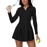 Simlakey Womens Tennis Golf Dress Long Sleeve Workout Athletic Dress Built in Bra & Shorts Cute Sports Active Mini Dresses