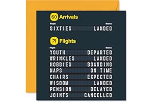 Funny 60th Birthday Card - Life's a Journey-welcome to Your Sixties! - Airport Arrivals Board Spoof with Playful Age Gags - 5
