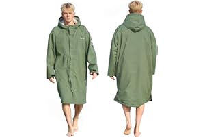 Owntop Waterproof Swim Parka for Kids Youths and Adults, Unisex Hooded Surf Poncho Oversize High-Low Hem Sherpa Changing Robe