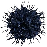18cm/7in Dainty Spiky Fabric Flower Brooch Pin for Women Girls Elegant Crystal Colorful Pom-Pom Fluffy Floral Peony Brooches Lapel Hair Pins Trendy Party Dress Accessories Jewelry