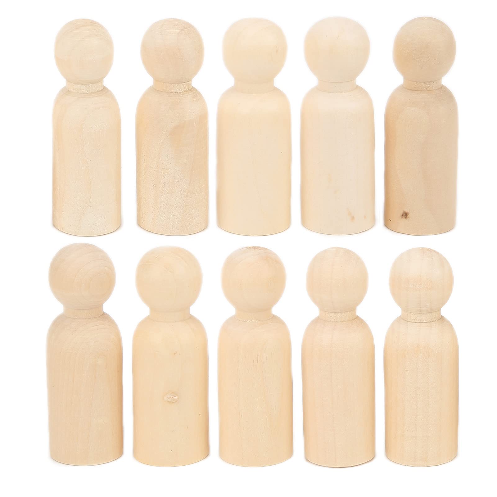 10 Pcs Wooden Peg Doll 75mm Safe, Smooth DIY Craft for Children, Enhance Hands On Skills Wood Doll DIY Accessories Doll Decorative (75MM boy)