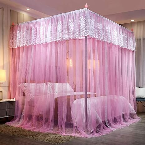 Amazon 女の子用ベッド用4コーナーポストベッドキャノピーカーテンネット ベッドフレームキャノピーネット 4つの開口部 寝室の装飾 プリンセス Nbwe 蚊帳 通販