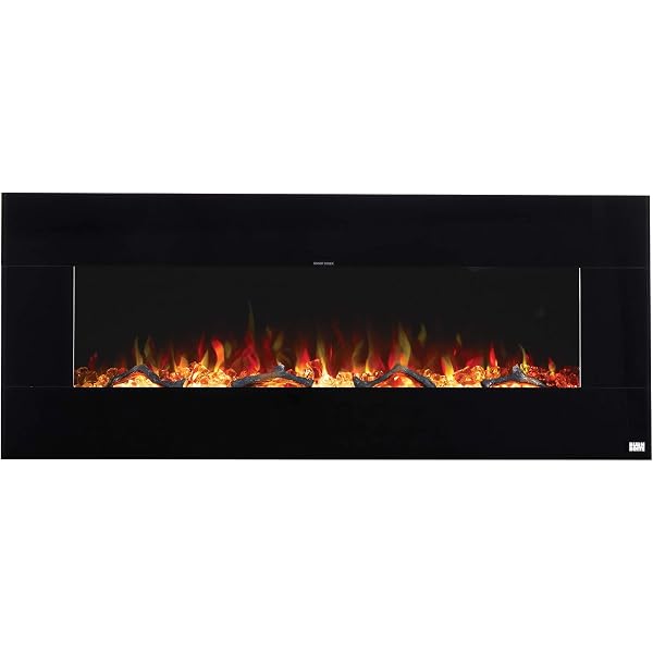Amazon.com: BurnBrite 88001 50-Inch Dual-use Wall Mount u0026 Recessed Electric  Fireplace with Crystals and Driftwood, Black : Home u0026 Kitchen