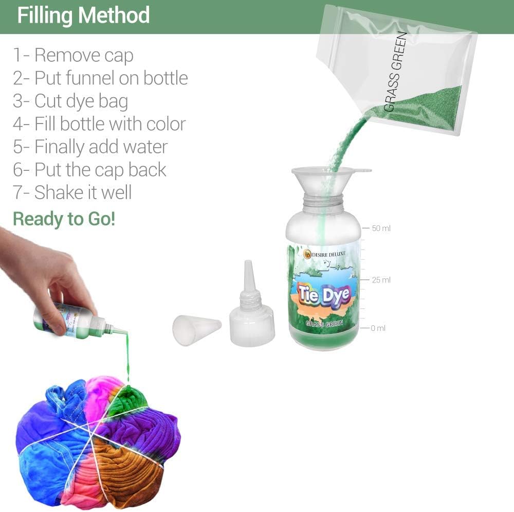 Desire Deluxe Tie Dye Kit, Toy Set of Paint Colours Ink for Dyeing Fabric Clothes - Image 4