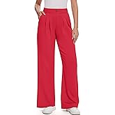 M MOTEEPI Women's Red Pants Wide Leg Dress Pants High Waisted Work Pants Business Casual Office Trousers Slacks 31" Medium