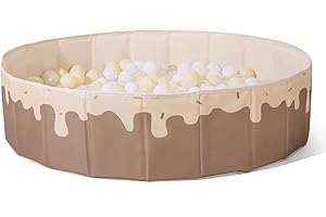 GOGOSO Beige Ball Pits for Toddlers Pets with Storage Bag Gifts for Baby Girls Boys Kids Dogs as Play Yard, Baby Playpen, Fence, Oxford Foldable Ball Pool (Balls Not Included),40Inch,Candy