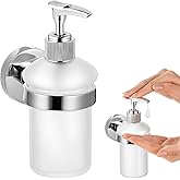 Ferrochef 1 Pack Hand Soap Dispenser Wall Mount Bathroom Glass Soap Dispenser Pump Bottle with Stainless Steel Pump for Kitchen Bathroom Countertop