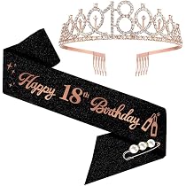 Diadème & Écharpe Anniversaire 18 Ans Or Rose – Kit Reine Strass & "18 & Fabulous" Pour Fête Mémorable, Cadeau Parfait