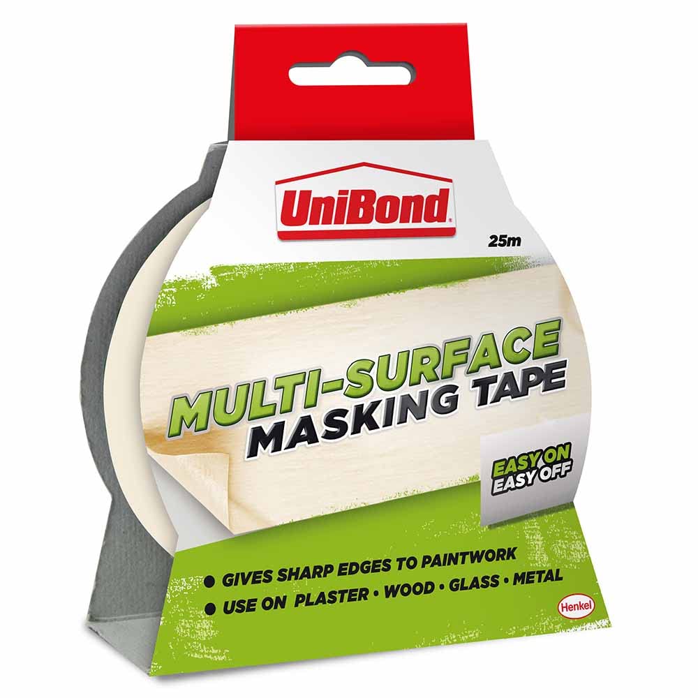 UniBond 1667769 Easy on Easy Off Masking Tape - 25 mm x 25 m, Cream
