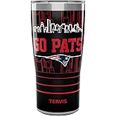 Tervis Traveler NFL New England Patriots - Go Pats Slogan Triple Insulated Tumbler Travel Cup Keeps Drinks Cold & Hot, 20oz, Stainless Steel