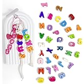 Maerolre 36Pcs Large Letter Beads & NumberBeads, 20mm Big Acrylic Bubble Alphabet, Colorful Plastic Beads for DIY Keychains, Jewelry Making - A to Z Christmas Gifts