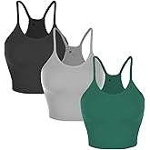 Nicytore 3-Pack Women’s Seamless Crop Top Ribbed Camisole No Padding Racerback Tank Tops