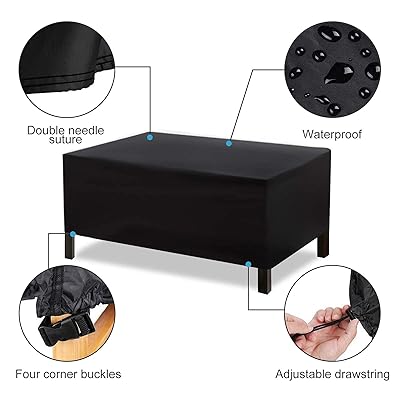 Buy Patio Coffee Table Cover 48 L X 23 W X 28 H Outdoor Lawn Dining Covers Waterproof Oxford Durable Convenient Garden Furniture Cover Windproof Fits Large Rectangular Coffee Table Black Online In Indonesia B08t83z34n