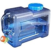 Zzooi 8L/2Gallon Vehicle-Mounted Portable Water Bottle with Handle Outdoor Water Jug with Spigot,Transparent Blue
