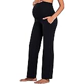 Sunzel Maternity Wide Leg Pants Over Belly Flowy Pregnancy Lounge Pants with Optional Pockets, Stretchy & Supportive