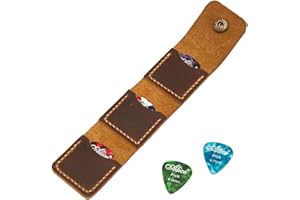 Turbosnail Leather Guitar Pick Holder, Guitar Pick Case, Leather Pick Bag, Gift for Guitarist, Guitar Pick Sleeve (Brown)