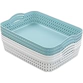 AnnkkyUS Weaving Plastic Baskets, Set of 6 A4 Paper Storage Tray