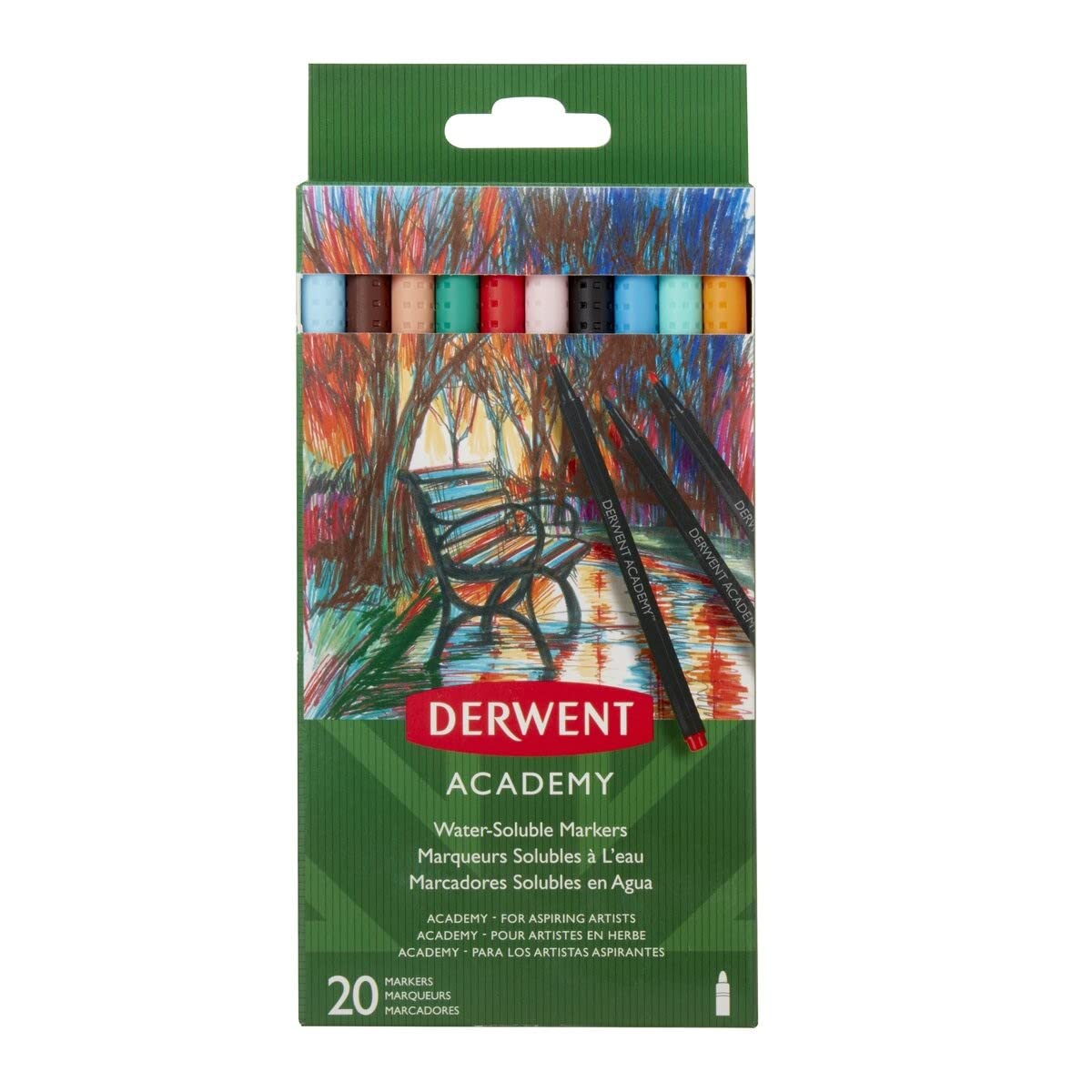 Derwent Academy Watersoluble Markers, Set of 20, 98202