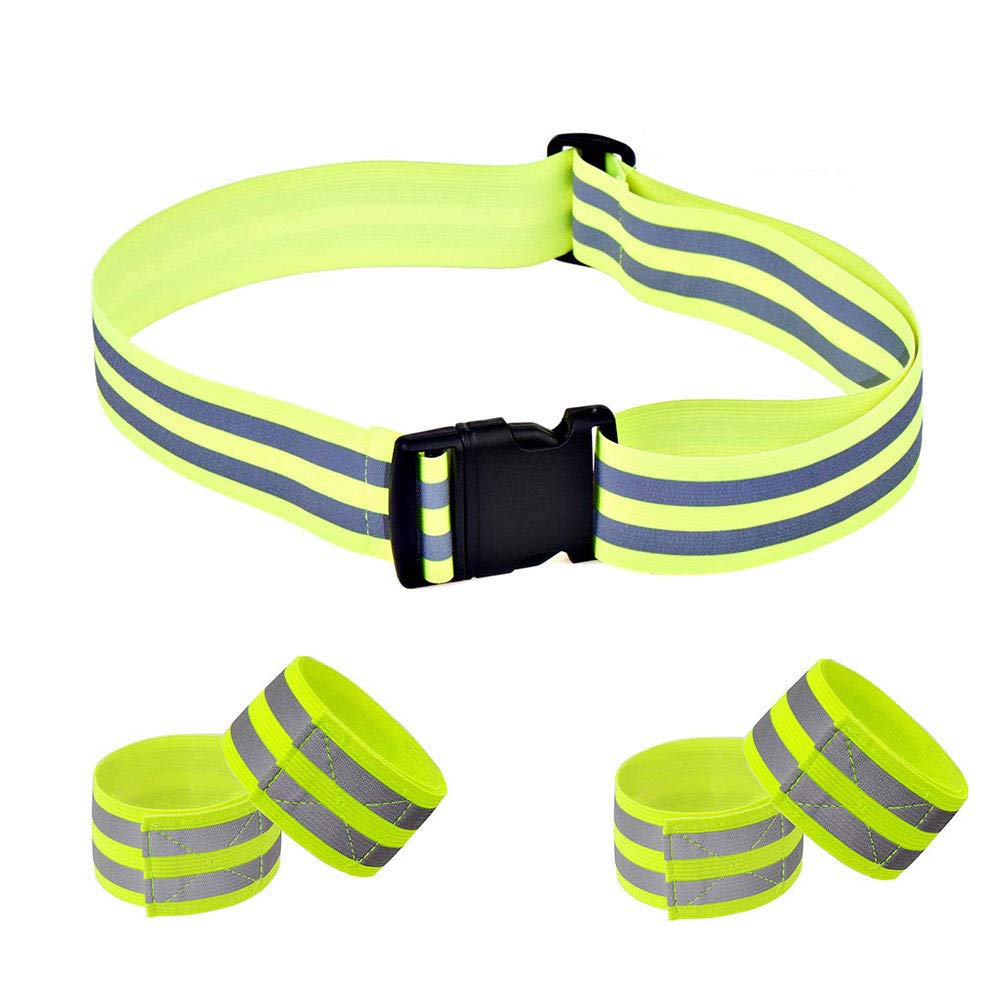 CASKIE Reflective Belt Elastic Armband Wristband Stretchy Material for Safety Running Jogging Walking Biking Cycling Hi Vis Belt Safety Gear - High Visibility Elasticated Armbands