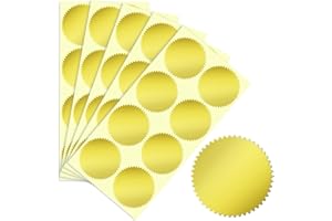 GREHABOR 200Pcs Gold Foil Seal Stickers - 2" Diameter for Sealing Awards Embossing Certificates and Envelopes Sticker Seals Embossing Stickers
