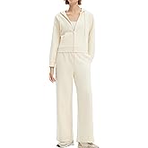 SUUKSESS Womens 2 Piece Sweatsuits Outfits Zip Up Hoodie Tracksuit Straight Wide Leg Sweatpant Lounge Matching Sets