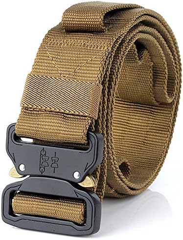 OHENNY Molle Military Tactical Belt, Cobra Belt Wide1.65, Heavy Duty Brown EDC