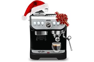 Zulay Kitchen Magia Manual Espresso Machine with Grinder and Milk Frother - 15 Bar Pressure Pump Cappuccino Machine - Latte Machine - & Extra Large 2L Removable Water Tank