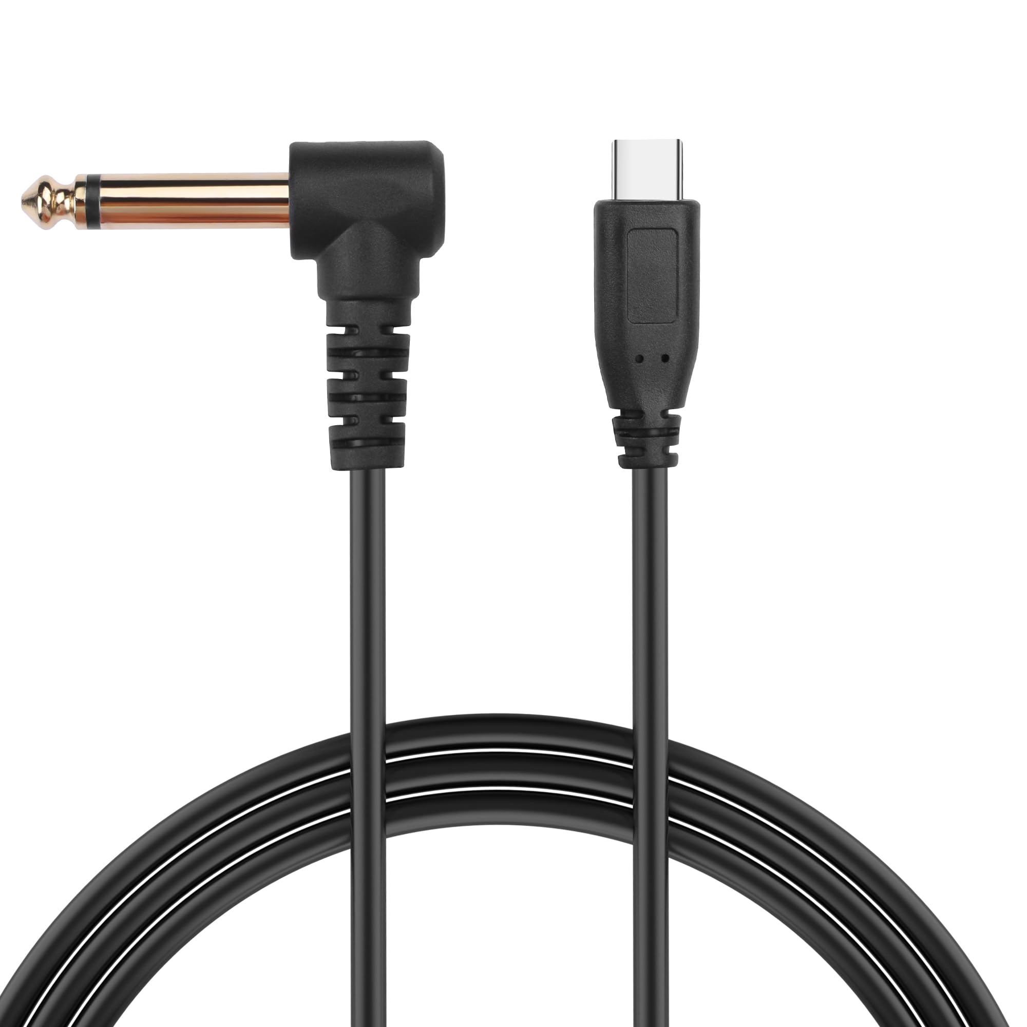 JSADZKJ 1/4 Inch to USB C Guitar Cable 90 Degree Angle 6.35mm Male Mono Jack to Type C Cable USB C to 6.35mm 1/4 inch TS Audio Cable for Guitar Bass Instruments Recording 3.28ft