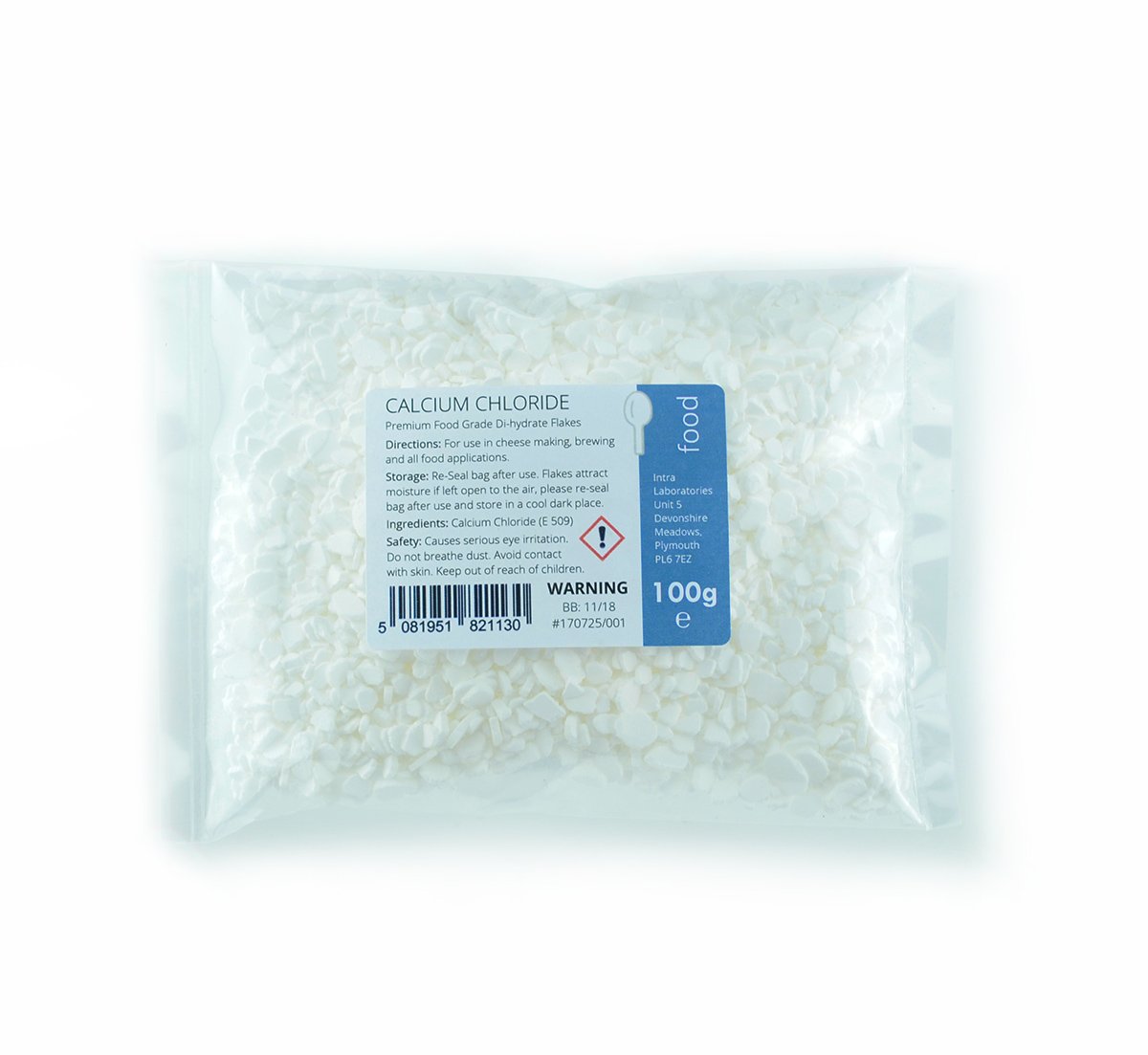 Intralabs Calcium Chloride - 100g (Dihydrate Flakes)