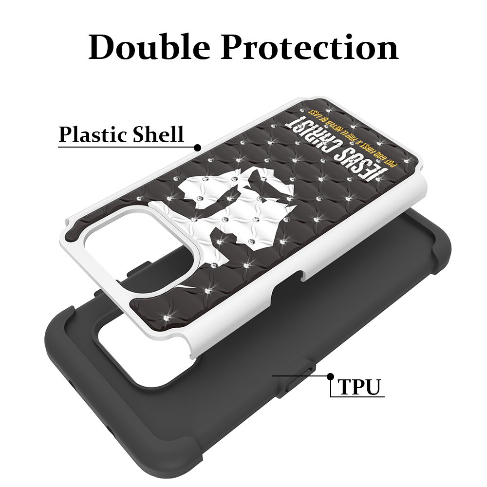 Galaxy S7 Edge Case, MagicSky [Shock Absorption] Studded Rhinestone Bling Hybrid Dual Layer Armor Defender Protective Case Cover for Samsung Galaxy S7 Edge(Jesus)