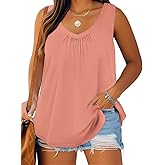 VISLILY Womens-Plus-Size-Tank-Tops Summer Trendy V Neck T Shirts Casual Flowy Sleeveless Blouse Comfy Tunics Tee XL-5XL