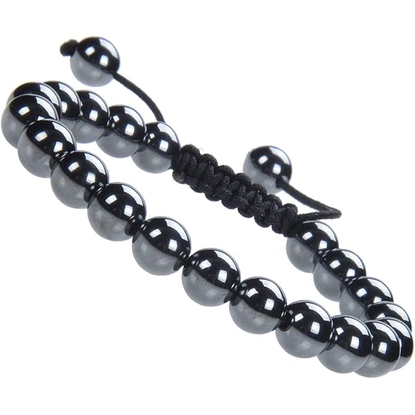 SHNAYA JEWELS Black Malachite Gemstone Bracelet - 8mm Adjustable Macrame Unisex Healing