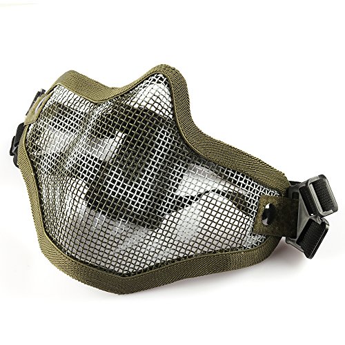 Vanmor Airsoft Mask Half Face Mesh Mask with UV400 Goggles for Hunting Shooting Paintball (Jungle Mask Set)