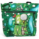 84hoods Large Tote Bag for Women for Work. Gift for Golfers, Golf Players. Waterproof Bag with Pockets and Zipper.