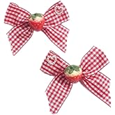 2 Pcs Cherry Strawberry Lolita Bow Hair Clip Sweet Cute Alligator Clips Barrettes Hair Decoration for Teen Girls Women