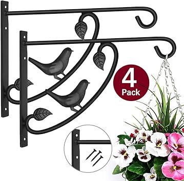 Jiayi Blumenampel Halterung 4 Stück Metall Wandhaken für Blumenampel