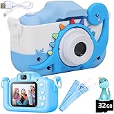 Wembley Dinosaur Kids Camera Toys 3-8 Years Old Boys Girl Gift 32GB SD Card 1080P HD Video Adorable Selfie Digital Toddler Camera for Kids Birthday Gift for 3 4 5 6 7 8 Years Old Girl Boys