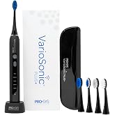 PRO-SYS&reg; VarioSonic Plus+ Full Kit Professional Electric Toothbrush, Rechargeable with Pressure Sensor and Timer, Customizable Intensity Powered Toothbrush with Travel Case (Black)
