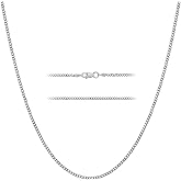 KISPER Italian Solid 925 Sterling Silver Diamond Cut 1.75MM, 2.5mm Curb Cuban Link Chain Necklace - for Men & Women with Lobster Clasp - Made in Italy