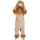 AMAMHAHAVA Lion Onesie Pajamas for Adults Fun Halloween Costume Animal Cosplay Cozy One-Piece Pajamas for Men and Women