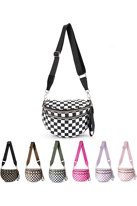 Bum Bag Women Crossbody Fanny Packs For Women,Checkered Crossbody