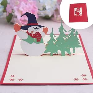 Tarjetas de felicitación 3D, creativas árbol de Navidad, muñeco de