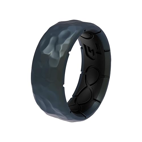 Groove Life Zeus Hammered Deep Cobalt Silicone Wedding Band Men