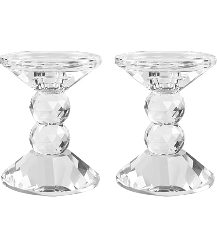 Set de 2 bougeoirs Cristal à motif Cannage